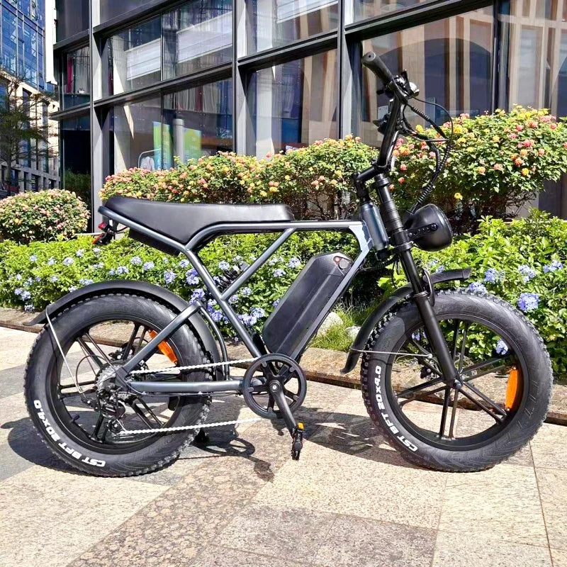 OUXI H9 Hybrid Electric Bike 1000W Fatbike Steel Frame Disc Brake Ordinary Pedal Ebike EU Warehouse Stock