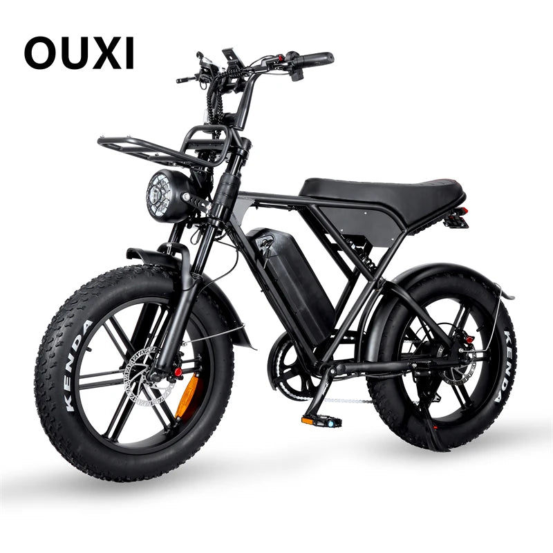 OUXI H9 Hybrid Electric Bike 1000W Fatbike Steel Frame Disc Brake Ordinary Pedal Ebike EU Warehouse Stock